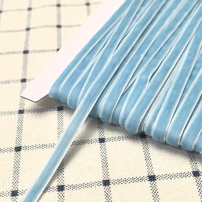 Chenkou Craft Light-Blue 25 Yards 1/4" Velvet Ribbon Lots Bulk (Light Blue, 1/4"(6mm))