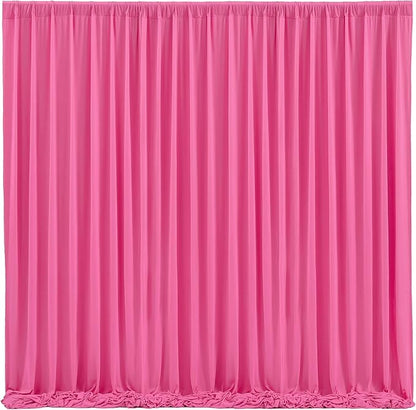 Hot Pink Backdrop Curtain 8 Panels-Wrinkle-Free Polyester Photography Drapes for Wedding Party Photo Background Decorations- 32 X10FT (Hot Pink)