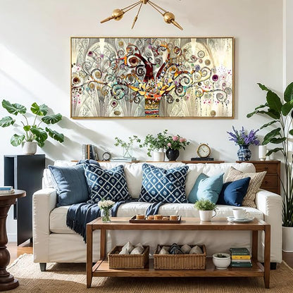 Wall Art Abstract Art Paintings Tree of Life Posters Prints Landscape Picture Colorful Modern Canvas Painting for Living Room Bedroom Office Large Decor 30"x60" with Framed
