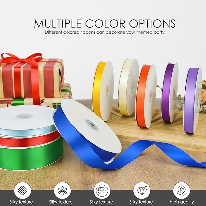 100 Yards 1 inch Satin Ribbon, Fabric Ribbon Solid Color Perfect for Gift Wrapping, Wedding, Handmade Bows, Floral Bouquets and Party Decoration(Black)