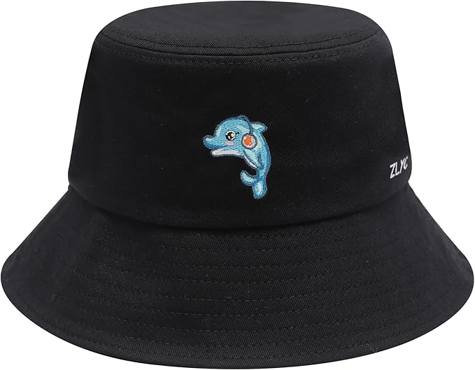 ZLYC Unisex Fashion Embroidered Bucket Hat Summer Fisherman Cap for Men Women