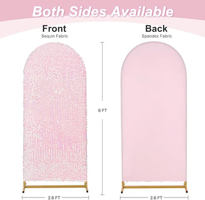 6FT Sequin Arch Backdrop Cover: White Iridescent Big Payette Shimmer Backdrop Covers for Party Wedding Decor