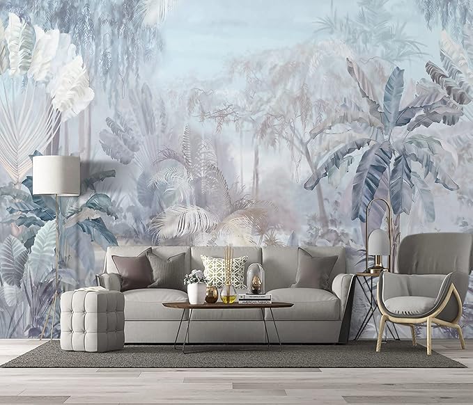 Tropical Botanical Wallpaper Woodland Forest Tree Bedroom Banana Leaf Plant murals Aesthetic Room Decor Living Room tv Background Large Wall Mural - 137"x96" Not Peel and Stick