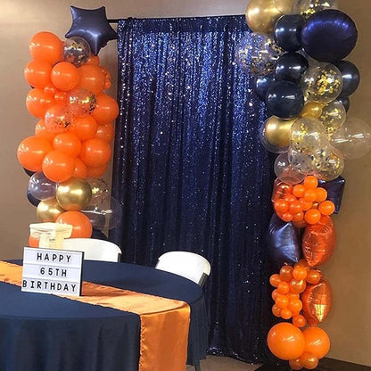 Navy Blue Sequin Backdrop Curtain 10FT x 10FT 1Panel Blue Glitter Photography Background Shimmer Backdrop for Wedding Party Baby Shower Holiday Event Party Decor