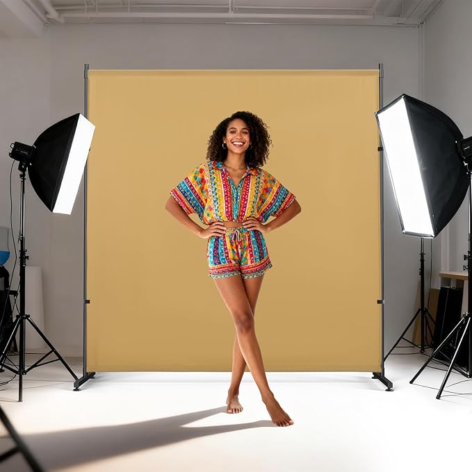 Photography Backgroud/Backdrop –Width Adjustable Thick & Opaque Fabric for Studio, Party, or Video Backdrop– Perfect for Portraits, Events, and Professional Shoots (Khaki, 6FT X 6FT)