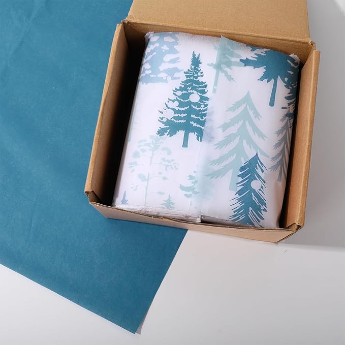 Whaline 100 Sheets Christmas Tissue Paper Blue Xmas Tree Gift Wrapping Paper Decorative Art Paper for Winter Home Party DIY Crafts Supplies, 14 x 20 Inch