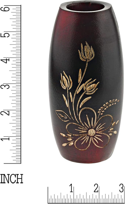 AeraVida Bold and Vibrant Flower Garden Red Mango Tree Wood Flower Vase | Hand-Carved Decorative Wooden Vase for Home or Office | Rustic Nature-Inspired