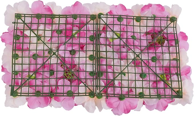 JJIESHENG Flower Wall Panels 3D Flower Wall Backdrop, 6Pcs Artificial Flower Wall Panel Silk Rose Floral Decorative Faux Flower Wall Background for Wedding Home Decoration (White, Pink, 15 * 15in)