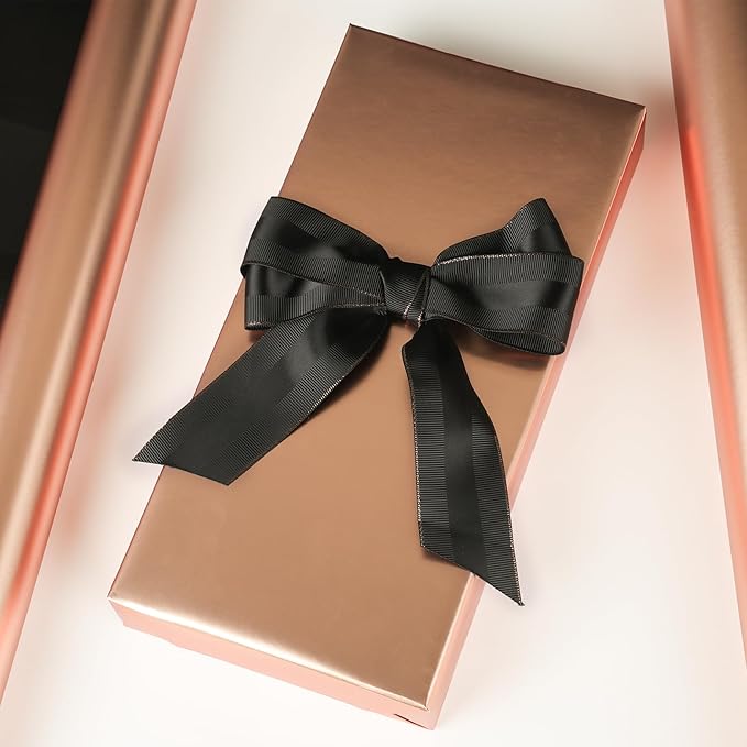 NESCCI Matte Metal Rose Gold Wrapping Paper, Solid Color Paper,Gift Wrapping Paper,Perfect for Wedding,Valentine's Day,Birthday, Christmas,Baby Shower (17.5 Inches X 32.8 Feet)