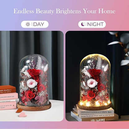 Eternal Rose Rose Red Flower Preserved Long Lasting Stable Color Natural Material Symbol of Everlasting Love for Wife Mothers Select Anniversary Rose Gift Birthday Present Christmas