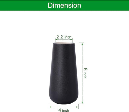 D'vine Dev 8 Inch Ceramic Flower Vase Textured Finishing, Minimalist Design for Kitchen, Bedroom, Living Room, Centerpieces, Office, Raven Grain, VS-XH-B-1