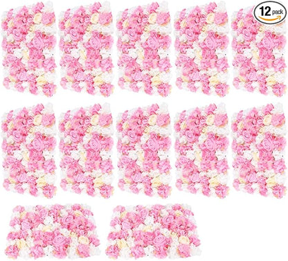 16"x 24" Artificial Flower Wall Panels,Flower Wall Mat Silk Flower Panels for Outdoor Garden Backyard Fence Fence Privacy Screen and Indoor Wall Decor(12Pcs Pink+Light Yellow+White)