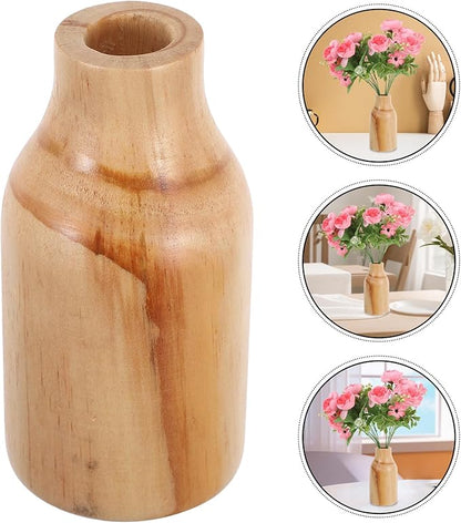 Rustic Wooden Flower Vase Pine Wood Vase for Dried Flower Container, Office, Table Centerpiece, Home Decoration
