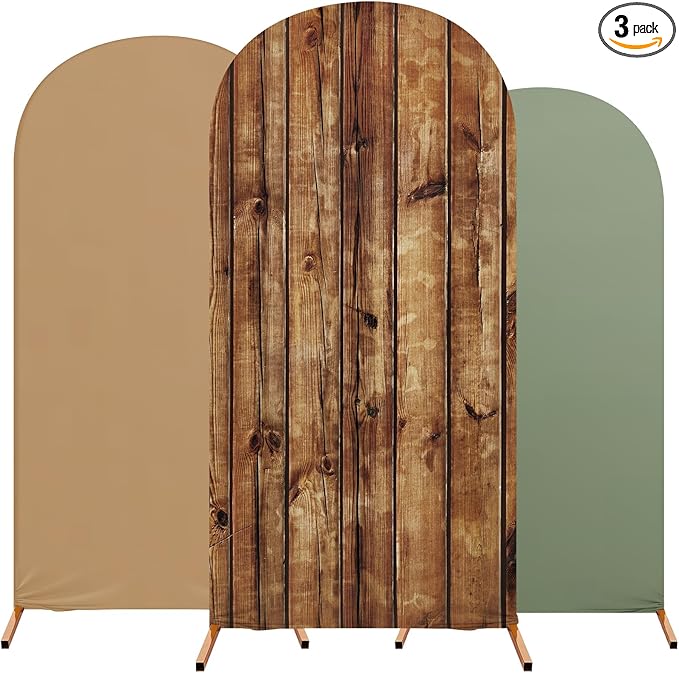 Set of 3 Forest Arch Backdrop Cover, 4ft, 5ft, 6ft Jungle Theme Birthday Party Decoration, Spandex Fitted Arch Stand Covers for Jungle Birthday Wedding Banquets Party (Forest)