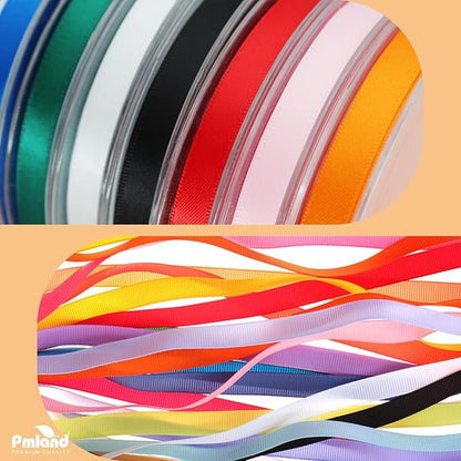 PMLAND Orange Fabric Satin Ribbon 3/8'' Inch x 27 Yards Double Faced Use for Crafts Gift Wrapping Floral Bouquets Ornaments Hair Bows Party Decoration