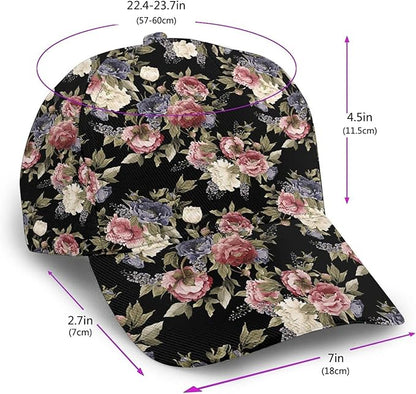 Floral Baseball Cap for Women Fashionable Adjustable Dad Hat Low Profile Running Hat for Summer Sporting Working Hiking