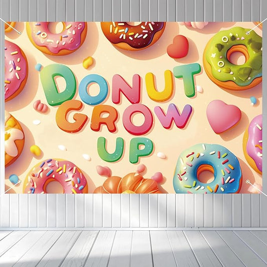152x100cm/60x40in Donut Backdrop, Sweet Donut Grow Up Birthday Backdrop for Newborn Baby Shower Kids Girls Birthday Party Decorations & Supplies