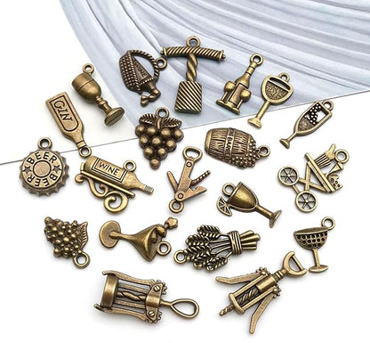 WOCRAFT 60pcs Antique Bronze Wine Bracelet Charms for Jewelry Making Sets DIY Necklace Bracelet Keychain Crafting Charms Kit Craft Supplies (SN871)