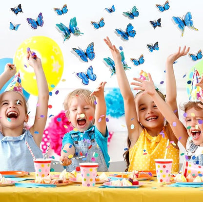 SAOROPEB 3D Butterfly Wall Decor, 48 Pcs Double Layer Butterfly Decorations for Party Decorations Locker Decor Refrigerator Decal, Reusable (Blue)