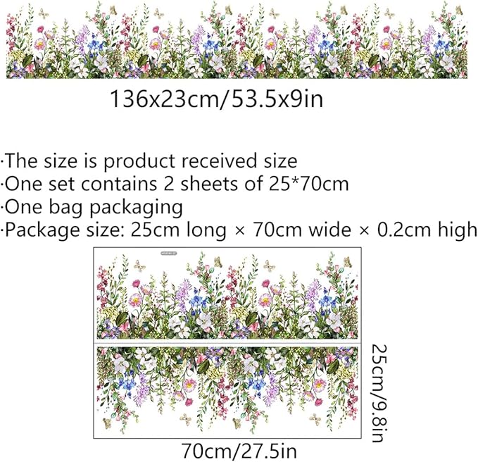 Big Plant Grass Wall Corner Stickers Flowers with Butterflies Base Board Skirting Line Wall Decals for Bedroom Living Room Staircase Kitchen