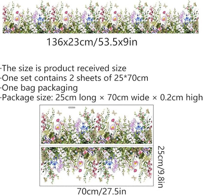 Big Plant Grass Wall Corner Stickers Flowers with Butterflies Base Board Skirting Line Wall Decals for Bedroom Living Room Staircase Kitchen