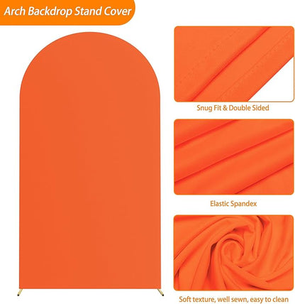 Wokceer 7.2FT Wedding Arch Cover Spandex Fitted Wedding Arch Stand Covers Round Top Chiara Arch Backdrop Cover for Christmas Thanksgiving Birthday Party Ceremony Banquet Decoration OrangeRed