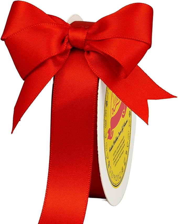 Double Face Satin Ribbon 1 inch X 25 Yards Polyester Red Ribbon for Gift Wrapping Very Suitable for Weddings Party Hair Bow Invitation Decorations and More