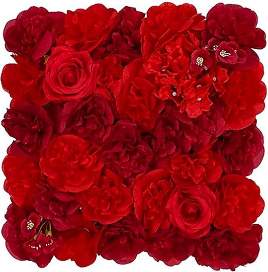 Flower Wall Backdrop, 12PCS 10.6"-15.7" Artificial Flower Wall Panel with Various Styles, 3D Floral Wall Decor for Wedding Photo Background Festive Party Home Decoration (L024, 15 * 15in)