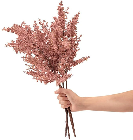 WELL KNOWN 4 Pcs Glitter Artificial Cedar Spray 19.5" Pink Floral Picks Faux Cedar Pine Branches Stems, DIY Pink Floral Arrangements for Home Vase Wedding Wreath Xmas Tree Holiday Decoration & Gift