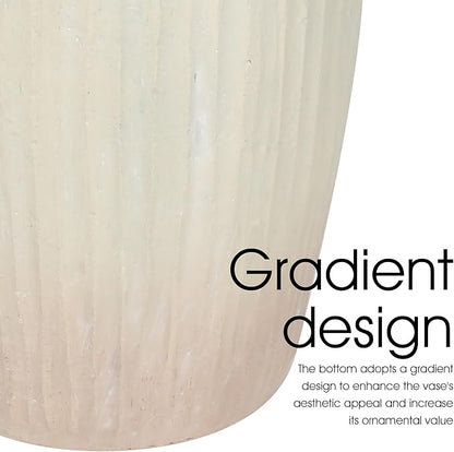Oakrain 15" Tall Rustic Vase, Decorative Flower Vase for Table with Gradient Design, Large Floor Planter for Indoor Plants, Home Decor, Living Room, Entryway, Beige