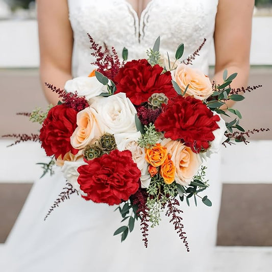 Red Carnations Artificial Flowers 15PCS Carnations Flowers Silk Flowers 21.25in Fake Flowers for Wedding Home Table Centerpieces Floral Arrangements(Red)