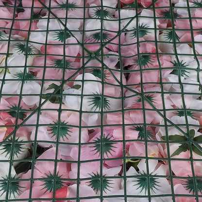 12Pcs 15.75" x 23.62x 0.79 Artificial Flower Wall Panels,Flower Wall Mat Silk Flower Panels for Outdoor Garden Backyard Fence Fence Privacy Screen and Indoor Wall Decor(12Pcs White+Pink)