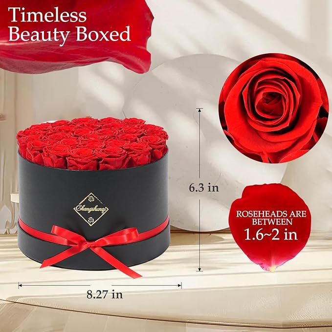 Changshunqi 27 Flowers Forever Preserved Roses, Preserved Real Flowers in Box, Forever Flower for Delivery Womens Birthday Gifts for Her Mom Grandma Anniversary Women Gifts for Wife Mother's Day