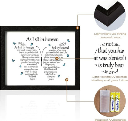 WOODEXPE Sympathy Gift LED Memorial Shadow Box 8x10 Memorial Gifts for Loss of Loved One (Butterfly Black)