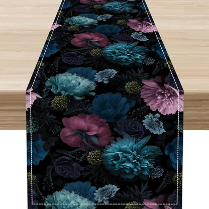 Vintage Floral Table Runner, Rustic Retro Boho Floral Print Coffee Table Center Decor for Home Kitchen Dining Patio Holiday Party Indoor Outdoor Table Decorations 13x90 inch