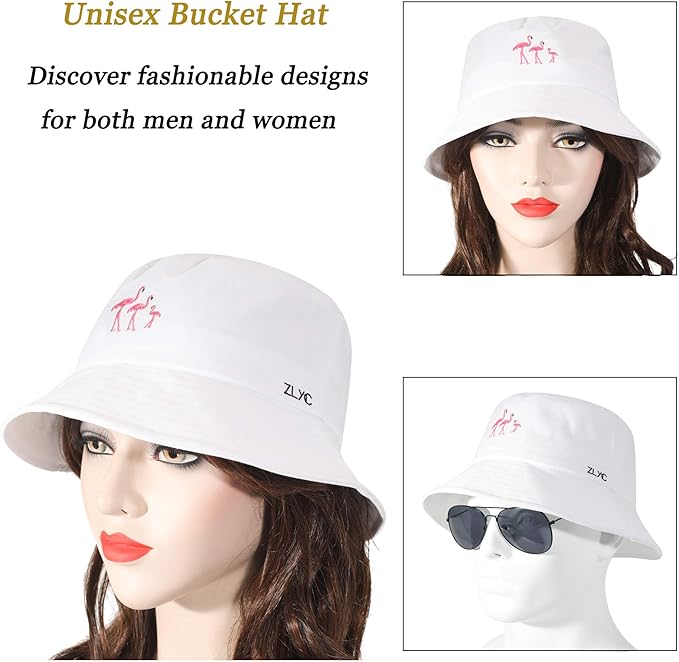 ZLYC Unisex Fashion Embroidered Bucket Hat Summer Fisherman Cap for Men Women