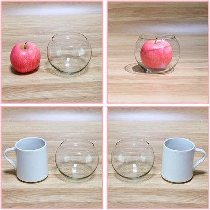 6 Pack Clear Round Glass Vases, 4.7” W x 3.5” H, Bubble Bowl Flower Vase for Table Centerpieces, Candle Holders for Wedding Event Home Decor