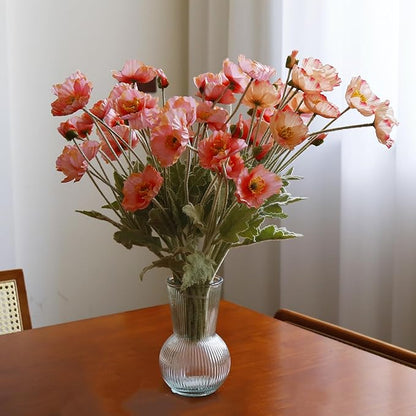12PCS Poppy Flowers Artificial 23" Real Touch Stems Faux Poppies Silk Flowers for Home Decor Indoor (Pink)