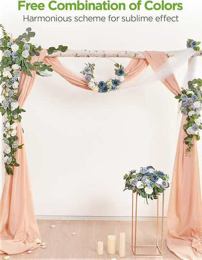 InnoGear Artificial Flowers, 50 Pcs Dusty Blue Shades Foam Fake Roses Bulk with Stems for Decoration DIY Wedding Bouquets Centerpieces Bridal Shower Party Christmas Tree
