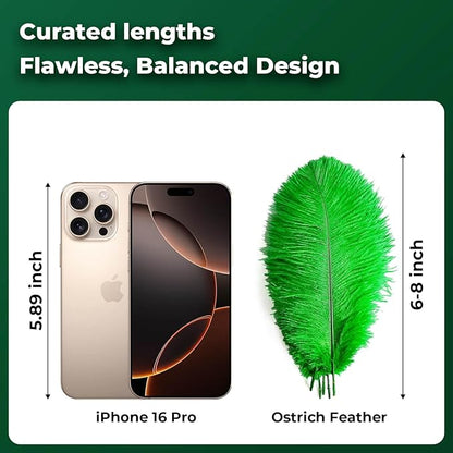 Piokio 20 pcs Natural Green Ostrich Feathers 6-8 inch(15-20 cm) in Bulk for DIY Handmade Artwork and DIY Clothes, Feather Pens, Dream Catcher, Table Decoration.