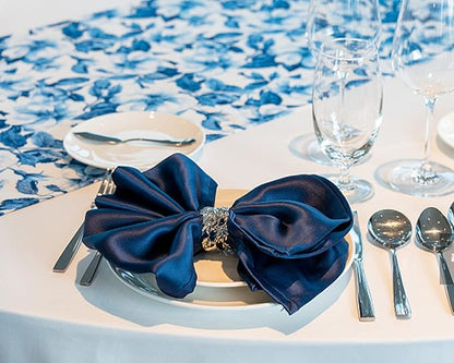 Double Face Navy Blue Satin Ribbon 5/8 inch X 50 Yards Polyester Navy Blue Ribbon for Gift Wrapping Very Suitable for Weddings Party Invitation Decorations and More