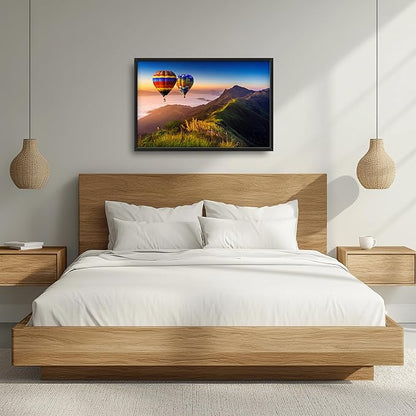 Framed Large Pictures Wall Art for Living Room, Nature Scenery Mountain Landscape Oversized Wall Decor Hot Air Balloon Canvas Print Painting Extra Large Framed Artwork for Bedroom Office 36"x24"
