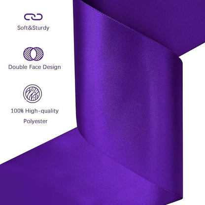 Purple Satin Ribbon 4 inch X 15 Yards Polyester Ribbon for Gift Wrapping Very Suitable for Weddings Party Hair Bow Invitation Decorations and More
