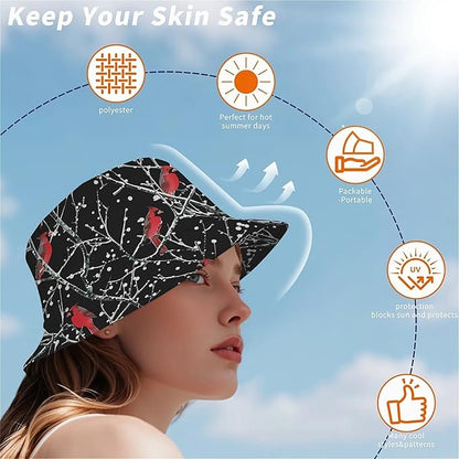Wildflowers Floral Bucket Hat for Men Women, Summer Vacation Outdoor Travel Reversible Double Side Beach Caps Fisherman Hat