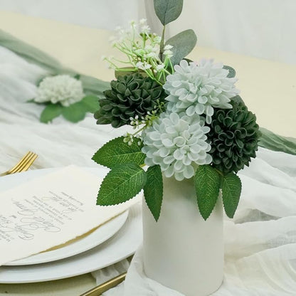 Artificial Flowers, 100pcs Realistic Artificial Rose for DIY Wedding Bouquets Centerpieces Arrangements, Hunter Green and Mint Green Dahlia Flowers with Stem for Bridal Shower Party Home