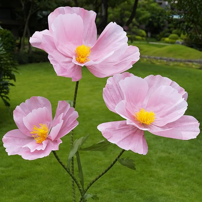 Giant Flowers for Decoration,Large Paper Flowers with Stand,Artificial Flowers for Home Decor,Wedding Background Decor,Shop Window Display,Photography Props,Banquet Party (Pink)