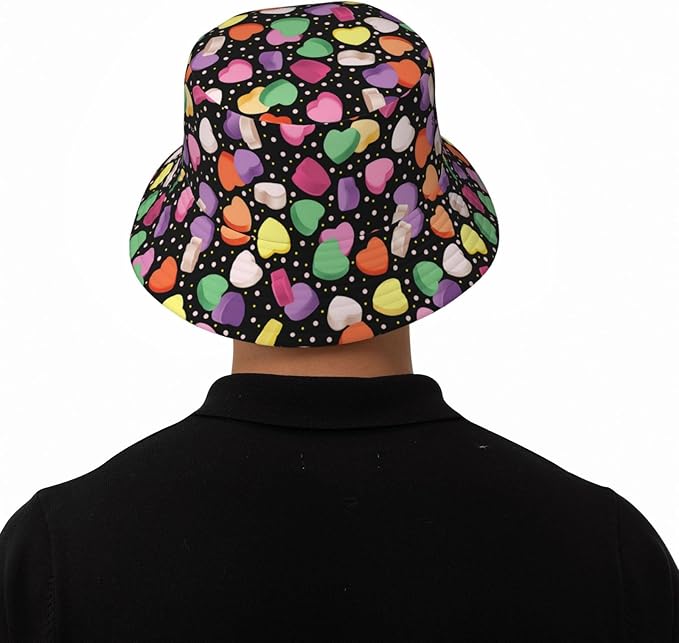 Love Bucket Hat Heart Fisherman Cap Romantic Bucket Hats Sun Caps for Hiking Camping