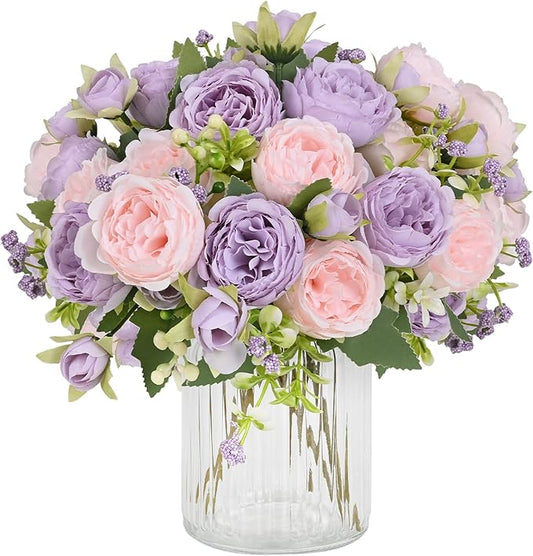 MARTINE MALL 8 Packs Peonies Artificial Flowers, Pinkish-Purple Artificial Peonies, Silk Peonies Flowers Fake Peonies Artificial Flowers Peonies Bouquet for Centerpiece Table Wedding Party Home Decor