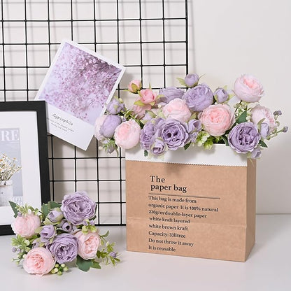 MARTINE MALL 2 Packs Peonies Artificial Flowers, Pinkish-Purple Artificial Peonies, Silk Peonies Flowers Fake Peonies Artificial Flowers Peonies Bouquet for Centerpiece Table Wedding Party Home Decor