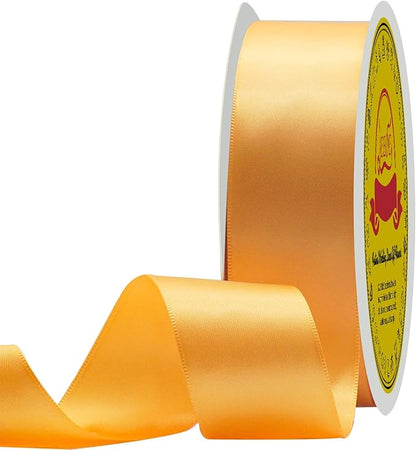Double Face Light Orange Satin Ribbon 1-1/2 inch X 50 Yards Polyester Light Orange Ribbon for Gift Wrapping Very Suitable for Weddings Party Hair Bow Invitation Decorations and More